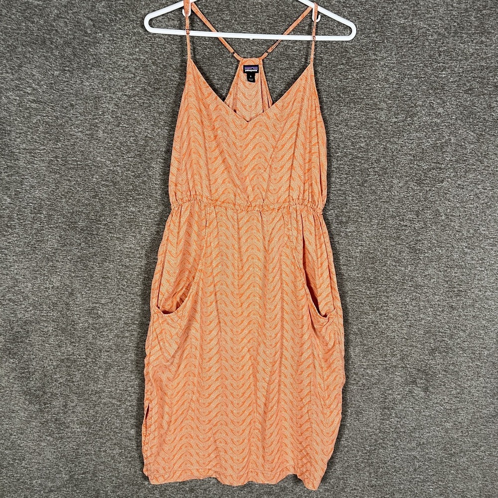 Patagonia Lost Wildflower Dress Women S Orange Geometric Strappy V Neck Sundress